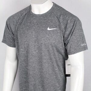 Nike Men's Swim T Shirt Short Sleeve Dri Fit Black Heather UV Protection XL NWT